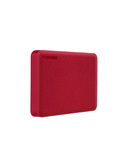 Disco duro externo portátil Toshiba Canvio Advance de 2TB en acabado brillante color rojo