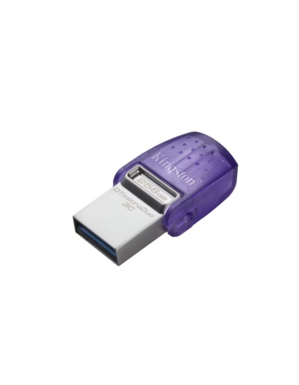 Memoria USB flash dual Kingston DataTraveler microDuo 3C de 256GB con conectores USB Tipo C y Tipo A en color violeta
