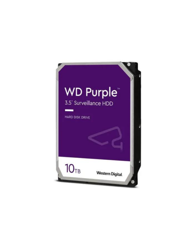 Disco duro interno Western Digital WD Purple 10TB 3.5 pulgadas 7200 RPM para sistemas de videovigilancia.