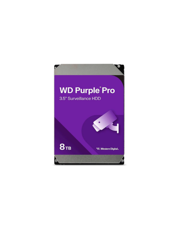 Disco duro interno Western Digital WD Purple 8TB 3.5 pulgadas 7200 RPM para sistemas de videovigilancia.