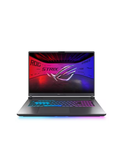 Laptop para videojuegos de 18 pulgadas color gris con procesador Intel Core Ultra 9 y tarjeta gráfica NVIDIA RTX 5080 de 16GB.