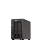 Servidor NAS de escritorio QNAP TS-253E-8G de 2 bahías tipo torre con puertos 2.5GbE y ranuras M.2 NVMe.