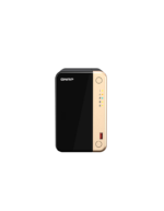 Servidor NAS de escritorio QNAP TS-264-8G de 2 bahías tipo torre con puertos 2.5GbE y ranuras SSD NVMe.