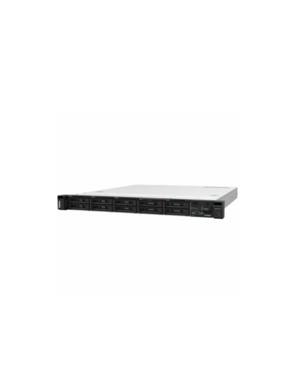 Servidor en rack Lenovo ThinkSystem SR250 V3 1U con procesador Intel Xeon y fuentes de alimentación redundantes.